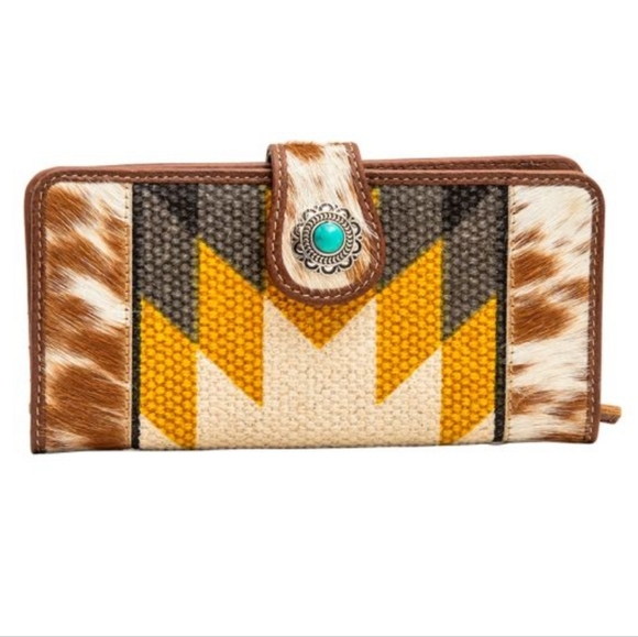 NWT Myra Bag Leather Cowhide & Rug Canvas Wallet - Picture 5 of 5